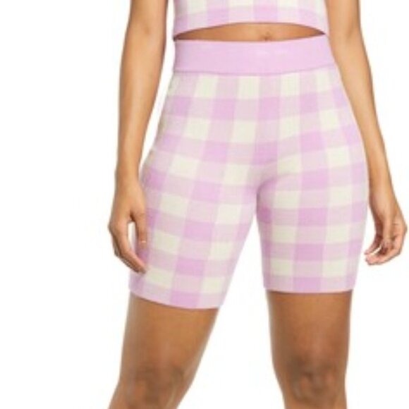 BP 2-Piece Check Crop Sweater Tank Top and Bike Shorts Purple Tulip Check - Picture 4 of 9